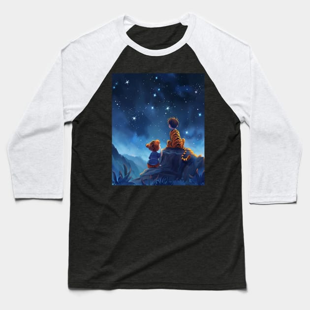 Calvin and Hobbes Artistry Baseball T-Shirt by Cierra Bauch